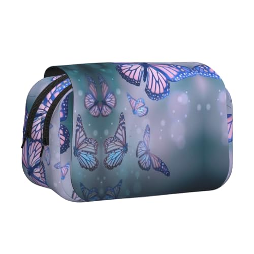 WXWJSHMGC Federmäppchen mit Schmetterlings-Aufdruck, tragbar, doppellagig, für Kinder, Mädchen, Jungen und Erwachsene von WXWJSHMGC