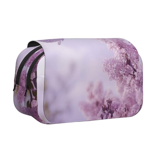 WXWJSHMGC Federmäppchen mit Schmetterlings-Blumendruck, tragbar, doppellagig, für Kinder, Mädchen, Jungen und Erwachsene von WXWJSHMGC