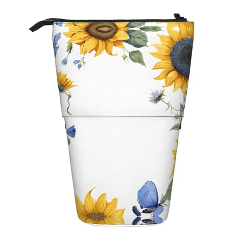 WXWJSHMGC Federmäppchen mit Sonnenblumen-Aufdruck, Teleskop-Etui, vielseitige Aufbewahrungstasche, Büro und Erwachsenen-Aufbewahrungsbox, Geschenke von WXWJSHMGC