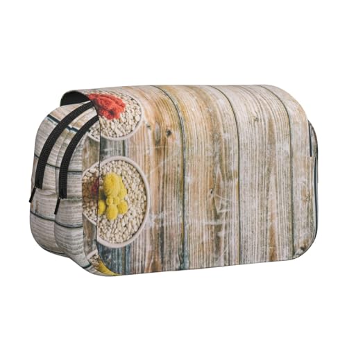 WXWJSHMGC Federmäppchen mit Sukkulenten-Holzdruck, tragbar, doppellagig, für Kinder, Mädchen, Jungen und Erwachsene von WXWJSHMGC