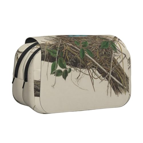 WXWJSHMGC Federmäppchen mit Vogelnest-Druck, tragbar, doppellagig, für Kinder, Mädchen, Jungen und Erwachsene von WXWJSHMGC