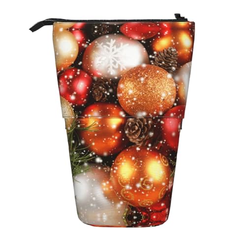 WXWJSHMGC Federmäppchen mit Weihnachts-/Neujahrsbällen bedruckt, Teleskop-Etui, vielseitige Aufbewahrungstasche, Büro und Erwachsenen-Aufbewahrungsbox, Geschenke von WXWJSHMGC