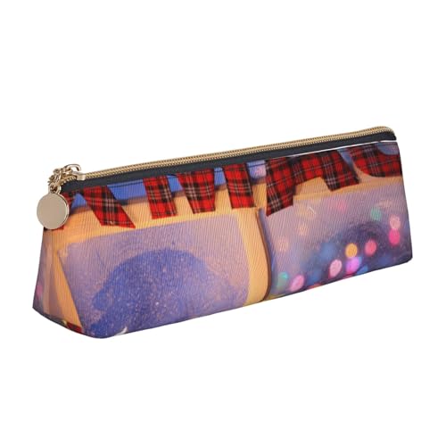 WXWJSHMGC Federmäppchen mit Weihnachtsmotiv, Leder, Füllfederhalter, personalisierbar, tragbar, großes Fassungsvermögen, für Mädchen und Jungen von WXWJSHMGC