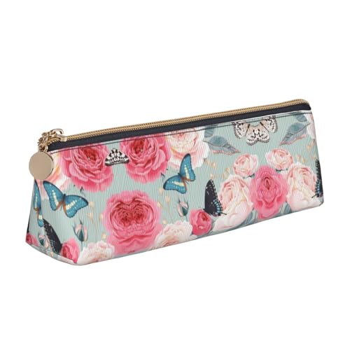 WXWJSHMGC Federmäppchen mit buntem Blumendruck, Leder, Füllfederhalter, personalisierbar, tragbar, großes Fassungsvermögen, für Mädchen und Jungen von WXWJSHMGC