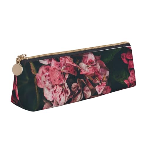 WXWJSHMGC Federmäppchen mit dreieckigem Blumendruck, Leder, Füllfederhalter, personalisierbar, tragbar, großes Fassungsvermögen, für Mädchen und Jungen von WXWJSHMGC