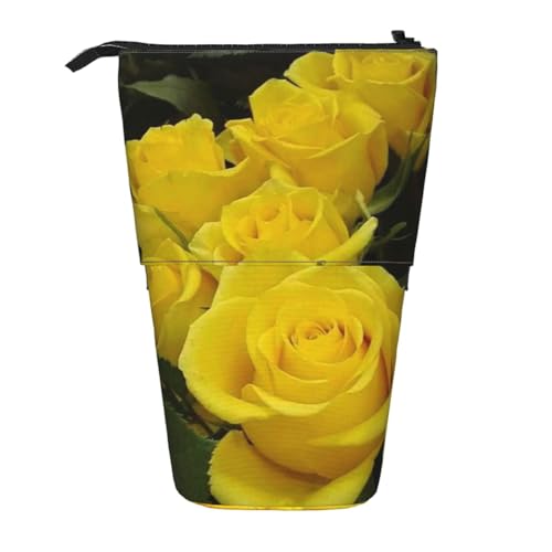 WXWJSHMGC Federmäppchen mit gelben Rosen, Teleskop-Etui, vielseitige Aufbewahrungstasche, für Büro und Erwachsene, als Geschenk von WXWJSHMGC