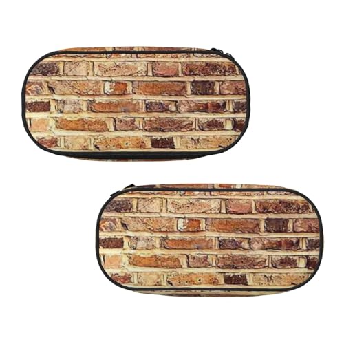 WXWJSHMGC Federmäppchen mit industriellem Ziegelmauer-Hintergrund, große Tasche mit 3 Fächern, Stifteetui, Kartenhalter, Münzhalter für Jungen, Mädchen, Schule, Schreibwaren von WXWJSHMGC