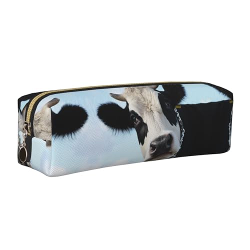 WXWJSHMGC Federmäppchen mit lustigem Kuhkopf, Leder, schlicht, mit metallischer Reißverschlusstasche, Aufbewahrungstasche für Mädchen, Jungen, Studenten, Universität, Mittelschule, Schwarz-Weiß, gold WXWJSHMGC Federmäppchen mit lustigem Kuhkopf, Leder, schlicht, mit metallischer Reißverschlusstasche, Aufbewahrungstasche für Mädchen, Jungen, Studenten, Universität, Mittelschule, Schwarz-Weiß, gold von WXWJSHMGC
