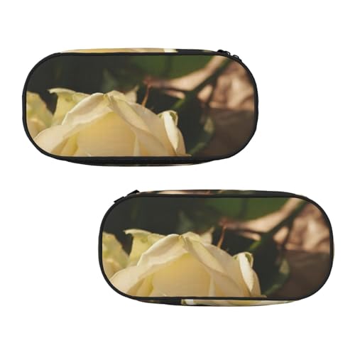 WXWJSHMGC Federmäppchen mit romantischem Rosen-Aufdruck, große Tasche mit 3 Fächern, Stifteetui, Kartenhalter, Münzhalter für Jungen, Mädchen, Schule, Schreibwaren von WXWJSHMGC