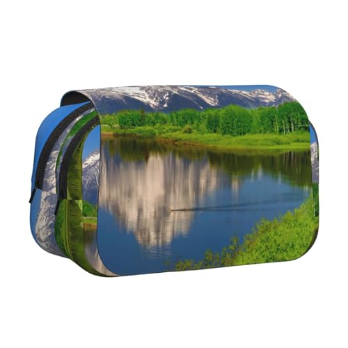 WXWJSHMGC Federmäppchen mit schönem Landschaftsaufdruck, tragbar, doppellagig, für Kinder, Mädchen, Jungen und Erwachsene von WXWJSHMGC