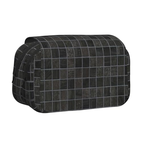 WXWJSHMGC Federmäppchen mit schwarzem Aufdruck, tragbar, doppellagig, für Kinder, Mädchen, Jungen und Erwachsene von WXWJSHMGC