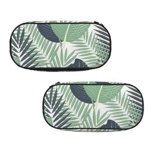 WXWJSHMGC Federmäppchen mit tropischen Blättern, groß, mit 3 Fächern, Stifteetui, Kartenhalter, Münzfach, für Jungen, Mädchen, Schule, Schreibwaren von WXWJSHMGC
