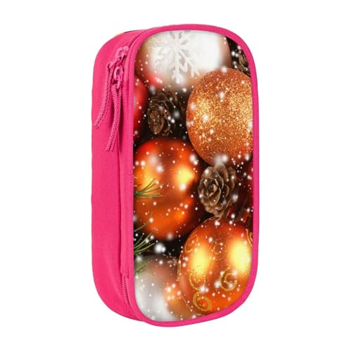 WXWJSHMGC Federmäppchen mit weihnachtlichem Neujahrsball-Druck, großes Fassungsvermögen, doppellagig, mit Reißverschluss, strapazierfähiges Schuletui aus Stoff, ideal für Schüler, rose, Einheitsgröße von WXWJSHMGC