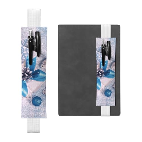 WXWJSHMGC Frohe Weihnachten Geschenkbox Druck 2 Stück Verstellbares Gummiband Stifthalter PU Leder Stifteetui Tasche für Hardcover Journals, Notizbücher für Schulanfang Geschenk, weiß, Einheitsgröße von WXWJSHMGC