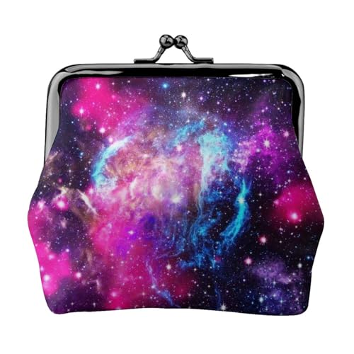 WXWJSHMGC Geldbörse mit Galaxie-Aufdruck, für Herren und Damen, Leder, Kussschloss, kleine Tasche von WXWJSHMGC