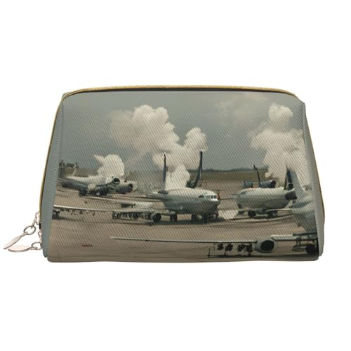 WXWJSHMGC Jet Fighter Make-up-Tasche, tragbar, Leder, wasserdicht, Kosmetiktasche, Clutch, Make-up-Pinseltasche, 17 x 10,9 cm, weiß, Einheitsgröße von WXWJSHMGC