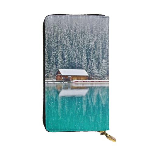 WXWJSHMGC Lange Geldbörse, Wald mit Schnee-Aufdruck, Einkaufs-Clutch, PU-Leder, Handtasche für Damen, Herren von WXWJSHMGC