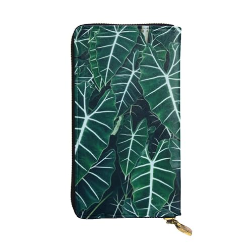 WXWJSHMGC Lange Geldbörse mit Blätteraufdruck, modisch, Einkaufs-Clutch, PU-Leder, Handtasche für Damen, Herren, Grün von WXWJSHMGC