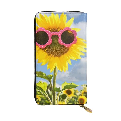 WXWJSHMGC Lange Geldbörse mit Cartoon-Sonnenblumen-Druck, Einkaufs-Clutch, PU-Leder, Handtasche für Damen, Herren von WXWJSHMGC