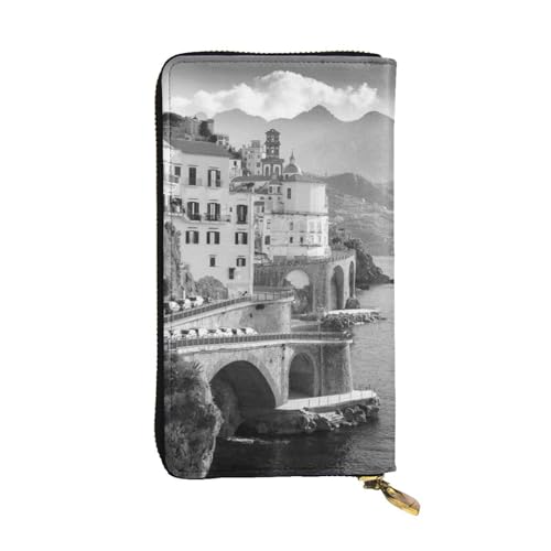 WXWJSHMGC Lange Geldbörse mit Strand-Stadt-Druck, Einkaufs-Clutch, PU-Leder, Handtasche für Damen, Herren von WXWJSHMGC