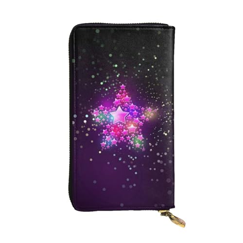 WXWJSHMGC Lange Geldbörse mit farbigen Sternen bedruckt, Einkaufs-Clutch, PU-Leder, Handtasche für Damen, Herren von WXWJSHMGC
