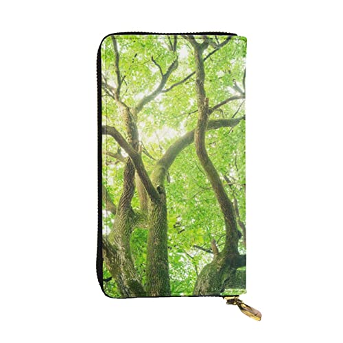 WXWJSHMGC Lange Geldbörse mit grünem Kampferbaum-Druck, Einkaufs-Clutch, PU-Leder, Handtasche für Damen, Herren von WXWJSHMGC