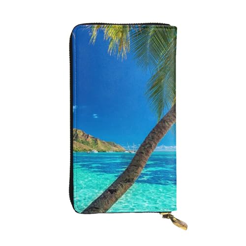 WXWJSHMGC Lange Geldbörse mit tropischem Insel-Druck, Einkaufs-Clutch, PU-Leder, Handtasche für Damen, Herren von WXWJSHMGC