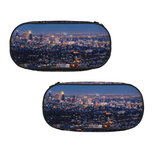 WXWJSHMGC Los Angeles Federmäppchen, bedruckt, große Tasche mit 3 Fächern, Stifteetui, Kartenhalter, Münzhalter für Jungen, Mädchen, Schule, Schreibwaren von WXWJSHMGC