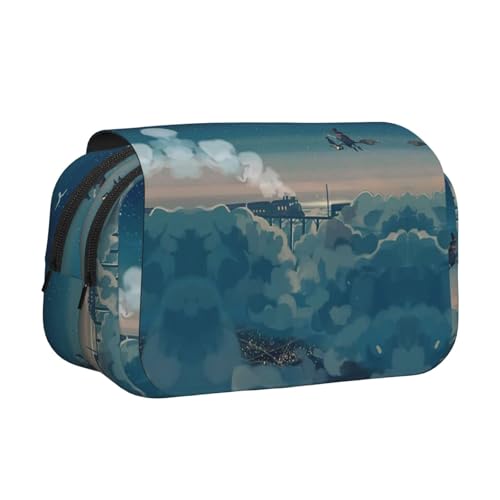 WXWJSHMGC Magical Nights Stifteetui mit Aufdruck – tragbare doppellagige Aufbewahrung Federmäppchen für Kinder, Mädchen, Jungen und Erwachsene von WXWJSHMGC