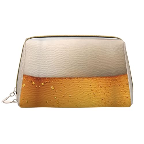 WXWJSHMGC Make-up-Tasche mit Bierblasen-Druck, tragbar, Leder, wasserdicht, Kosmetiktasche, Clutch, Make-up-Pinsel-Tasche (17 x 10,9 cm), weiß, Einheitsgröße von WXWJSHMGC