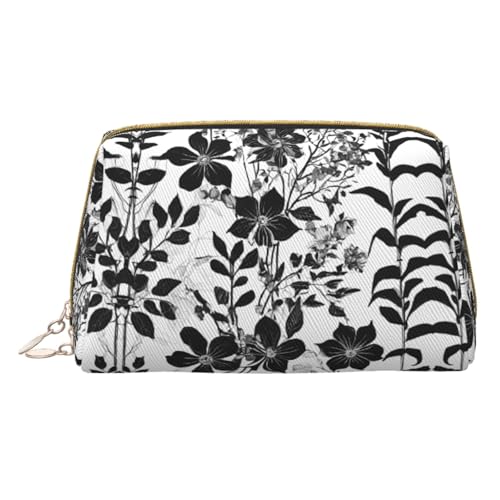 WXWJSHMGC Make-up-Tasche mit Damast-Muster, tragbar, Leder, wasserdicht, Kosmetiktasche, Clutch, Make-up-Pinsel-Tasche (17 x 10,9 cm), weiß, Einheitsgröße von WXWJSHMGC