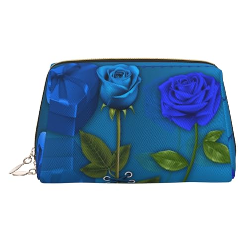 WXWJSHMGC Make-up-Tasche mit Gartenrosen-Druck, tragbar, Leder, wasserdicht, Kosmetiktasche, Clutch, Make-up-Pinseltasche, 17 x 10,9 cm, gold, Einheitsgröße von WXWJSHMGC