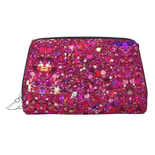 WXWJSHMGC Make-up-Tasche mit Glitzermuster, tragbar, Leder, wasserdicht, Kosmetiktasche, Clutch, Make-up-Pinseltasche (17 x 10,9 cm), silber, Einheitsgröße von WXWJSHMGC