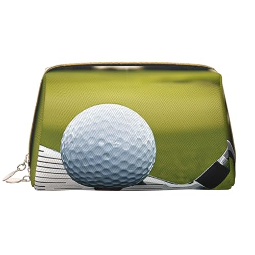 WXWJSHMGC Make-up-Tasche mit Golfschläger-Aufdruck, tragbar, Leder, wasserdicht, Kosmetiktasche, Clutch, Make-up-Pinseltasche (17 x 10,9 cm), weiß, Einheitsgröße von WXWJSHMGC