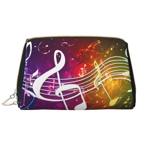 WXWJSHMGC Make-up-Tasche mit Musiknoten-Druck, tragbar, Leder, wasserdicht, Kosmetiktasche, Clutch, Make-up-Pinsel-Tasche (17 x 10,9 cm), weiß, Einheitsgröße von WXWJSHMGC