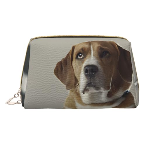 WXWJSHMGC Make-up-Tasche mit niedlichem Mops-Aufdruck, tragbar, Leder, wasserdicht, Kosmetiktasche, Clutch, Make-up-Pinsel-Tasche (17 x 10,9 cm), weiß, Einheitsgröße von WXWJSHMGC