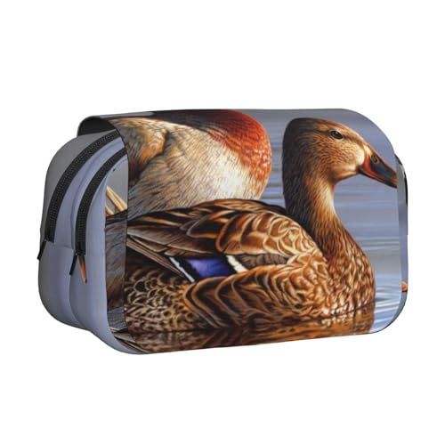 WXWJSHMGC Mallard Federmäppchen mit Entenmuster, tragbar, doppellagig, für Kinder, Mädchen, Jungen und Erwachsene von WXWJSHMGC