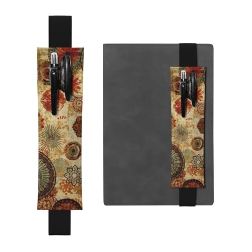 WXWJSHMGC Medaillon Multi Print 2 Stück Verstellbares Gummiband Stifthalter PU Leder Stifteetui Tasche für Hardcover Journals, Notizbücher für Schulanfang Geschenk, Schwarz , Einheitsgröße von WXWJSHMGC