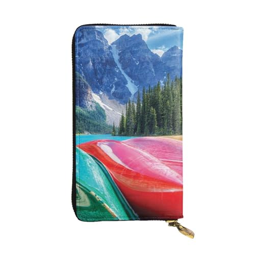 WXWJSHMGC Modische lange Geldbörse mit Bergboot-Aufdruck, Einkaufs-Clutch, PU-Leder, Handtaschen für Damen, Herren von WXWJSHMGC