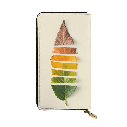 WXWJSHMGC Modische lange Geldbörse mit Blätter-Druck, Einkaufs-Clutch, PU-Leder, Handtasche für Damen, Herren von WXWJSHMGC