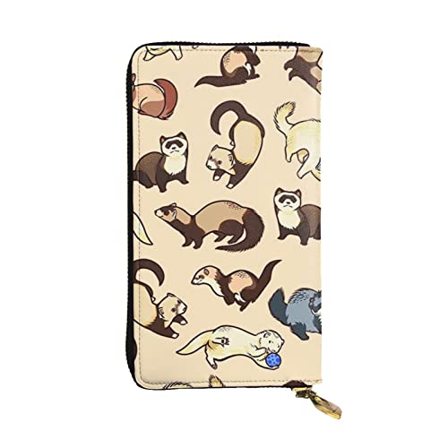 WXWJSHMGC Modische lange Geldbörse mit Frettchen-Motiv, Einkaufs-Clutch, PU-Leder, Handtasche für Damen, Herren von WXWJSHMGC