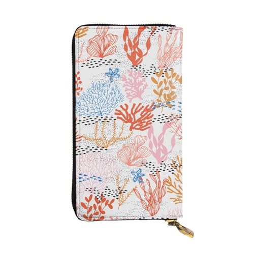 WXWJSHMGC Modische lange Geldbörse mit Korallenriff-Druck, Einkaufs-Clutch, PU-Leder, Handtasche für Damen, Herren von WXWJSHMGC