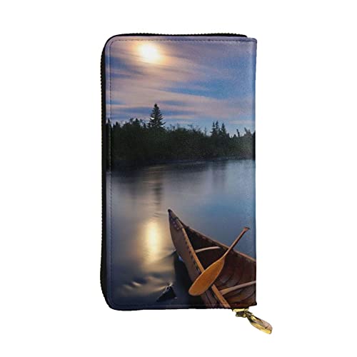 WXWJSHMGC Modische lange Geldbörse mit Mondschein-Flussdruck, Einkaufs-Clutch, PU-Leder, Handtasche für Damen, Herren von WXWJSHMGC