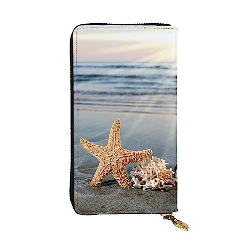 WXWJSHMGC Modische lange Geldbörse mit Muscheln am Strand, Einkaufs-Clutch, PU-Leder, Handtasche für Damen, Herren von WXWJSHMGC