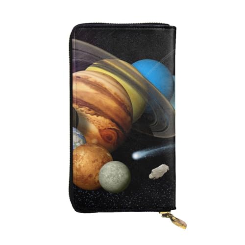 WXWJSHMGC Modische lange Geldbörse mit Planetenmuster-Druck, Einkaufs-Clutch, PU-Leder, Handtasche für Damen, Herren von WXWJSHMGC