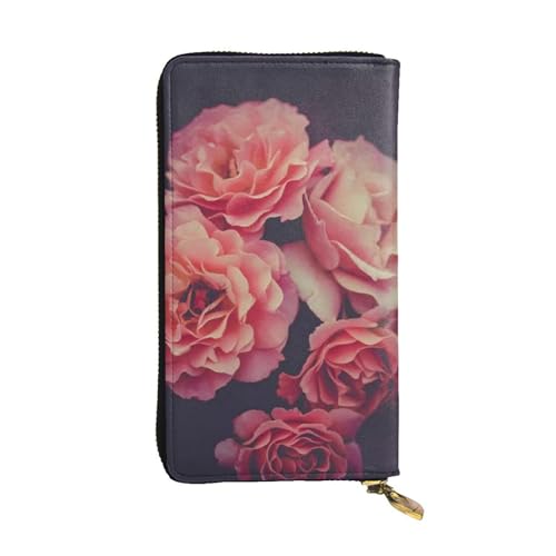 WXWJSHMGC Modische lange Geldbörse mit Rosen-Aufdruck, Einkaufs-Clutch, PU-Leder, Handtasche für Damen, Herren von WXWJSHMGC