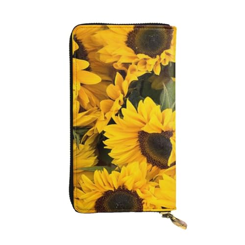 WXWJSHMGC Modische lange Geldbörse mit Sonnenblumen-Aufdruck, Einkaufs-Clutch, PU-Leder, Handtasche für Damen, Herren von WXWJSHMGC