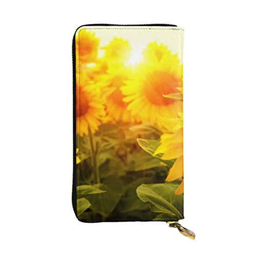 WXWJSHMGC Modische lange Geldbörse mit Sonnenblumen-Aufdruck, Einkaufs-Clutch, PU-Leder, Handtasche für Damen, Herren von WXWJSHMGC