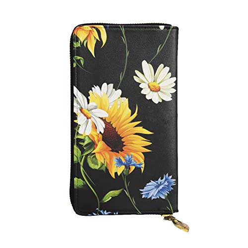WXWJSHMGC Modische lange Geldbörse mit Sonnenblumen-Motiv, Einkaufs-Clutch, PU-Leder, Handtasche für Damen, Herren von WXWJSHMGC