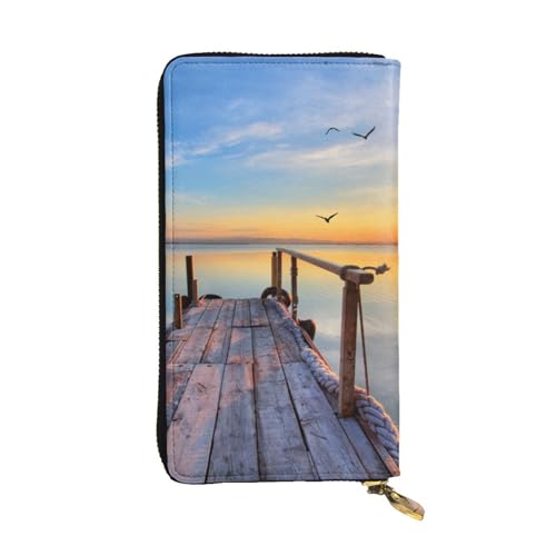 WXWJSHMGC Modische lange Geldbörse mit Sonnenuntergangs-Motiv, Einkaufs-Clutch, PU-Leder, Handtasche für Damen, Herren von WXWJSHMGC